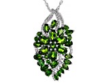 Green Chrome Diopside Rhodium Over Silver Pendant Chain 6.81ctw
