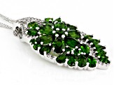 Green Chrome Diopside Rhodium Over Silver Pendant Chain 6.81ctw