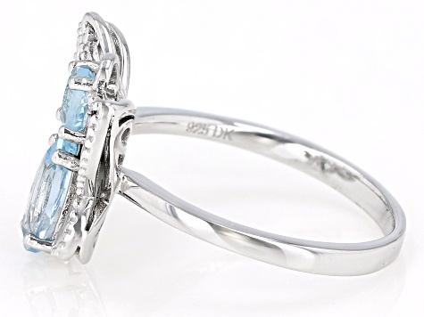 Sky Blue Topaz Rhodium Over Sterling Silver Butterfly Ring 0.87ctw