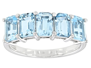 Picture of Blue Topaz Rhodium Over Sterling Silver Ring 3.19ctw