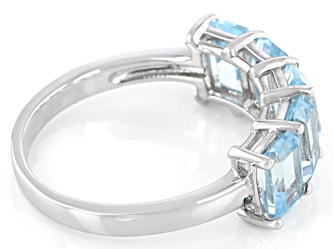 Blue Topaz Rhodium Over Sterling Silver Ring 3.19ctw