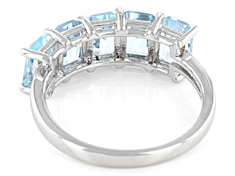 Blue Topaz Rhodium Over Sterling Silver Ring 3.19ctw