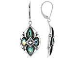 Multicolor Abalone Shell Rhodium Over Sterling Silver Earrings