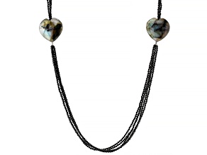 Black Spinel With 28-30mm Heart Shaped Labradorite Necklace