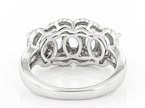FB Jewels Solid Sterling Silver Rhodium Aqua Ring