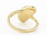 White Zircon 18k Yellow Gold Over Sterling Silver Flip Flop Ring 0.10ctw