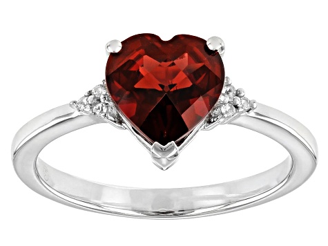 Red Garnet Rhodium Over Sterling Silver Heart Ring 1.65ctw
