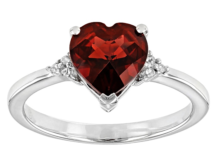 Red Garnet Rhodium Over Sterling Silver Heart Ring 1.65ctw - FDH131