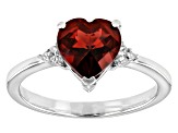 Red Garnet Rhodium Over Sterling Silver Heart Ring 1.65ctw