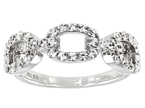 White Lab Created Sapphire Rhodium Over Sterling Silver Ring 0.73ctw