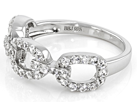 White Lab Created Sapphire Rhodium Over Sterling Silver Ring 0.73ctw