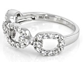 White Lab Created Sapphire Rhodium Over Sterling Silver Ring 0.73ctw