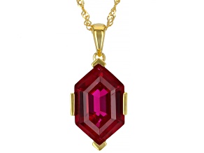 Red Lab Created Ruby 18k Yellow Gold Over Sterling Silver Pendant With Chain 7.65ct