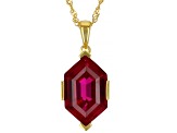 Red Lab Created Ruby 18k Yellow Gold Over Sterling Silver Pendant With Chain 7.65ct