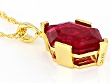 Red Lab Created Ruby 18k Yellow Gold Over Sterling Silver Pendant With Chain 7.65ct