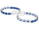 Blue Lab Created Spinel Rhodium Over Sterling Silver Hoop Earrings 10.00ctw