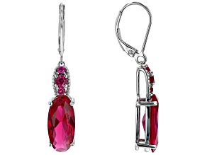Red Lab Created Ruby Rhodium Over Sterling Silver Dangle Earrings 7.17ctw