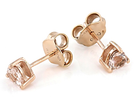 Studs Gift box 9ct rose gold peach champagne crystal flower stud earrings