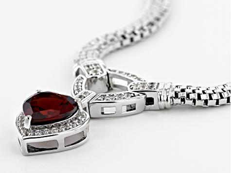 Red Garnet Rhodium Over Silver Necklace 3.71ctw