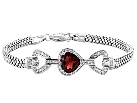 Red Garnet Rhodium Over Silver Bracelet 3.80ctw