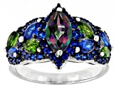 Mystic Fire® Green Topaz Rhodium Over Silver Ring 2.32ctw