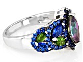 Mystic Fire® Green Topaz Rhodium Over Silver Ring 2.32ctw