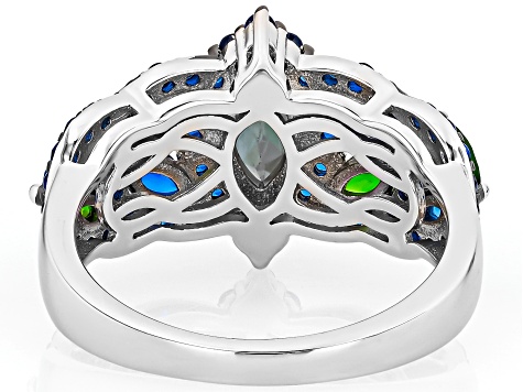 Mystic Fire® Green Topaz Rhodium Over Silver Ring 2.32ctw - FEH012