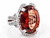 Red labradorite rhodium over silver ring 9.48ctw