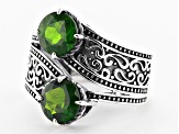 Green chrome diopside sterling silver bypass ring 2.34ctw