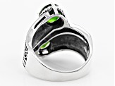 Green chrome diopside sterling silver bypass ring 2.34ctw