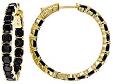 Black spinel 18k yellow gold over silver hoop earrings 10.64ctw