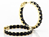 Black spinel 18k yellow gold over silver hoop earrings 10.20ctw