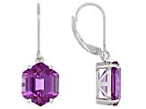 Purple Lab Created Color Change Sapphire Rhodium Over Silver Earrings 9.91ctw