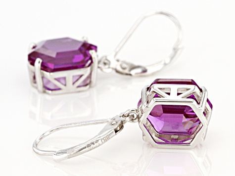 Purple Lab Created Color Change Sapphire Rhodium Over Silver Earrings 9.91ctw