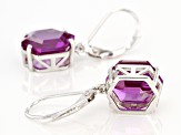 Purple Lab Created Color Change Sapphire Rhodium Over Silver Earrings 9.91ctw