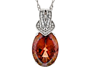 Red labradorite rhodium over silver pendant with chain 9.17ct
