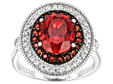 Pink Lab Created Padparadscha Sapphire Rhodium Over Silver Ring 4.04ctw