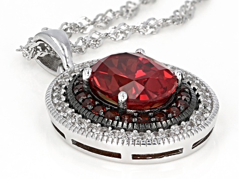 Pink Lab Padparadscha Sapphire Rhodium Over Silver Pendant With Chain 4.10ctw