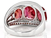 Pink Lab Created Padparadscha Sapphire Rhodium Over Silver Ring 5.59ctw
