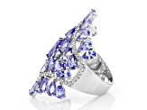 Blue Tanzanite Rhodium Over Silver Ring 6.79ctw