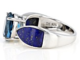 Blue Topaz Rhodium Over Sterling Silver Ring 2.76ct