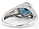 Teal lab created alexandrite rhodium over sterling silver solitaire ring 1.96ct