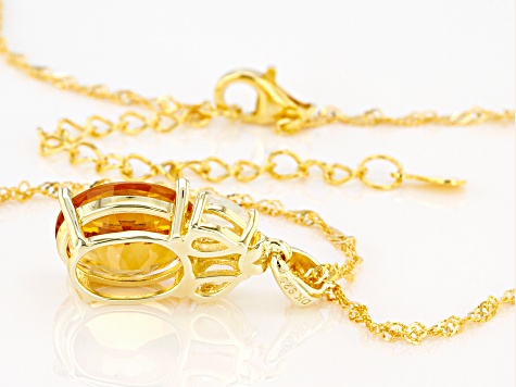 Golden Citrine 18k Gold Over Silver Pendant With Chain 4.20ctw