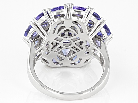 感謝の声続々！ Tanzanite Blue Rhodium FEH118 - 5.34ctw Ring Silver Over デュエルマスターズ
