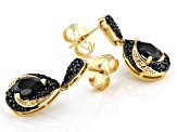 Black spinel 18k yellow gold over silver earrings 1.85ctw