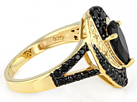 Black Spinel 18k Yellow Gold Over Sterling Silver Ring 1.84ctw 