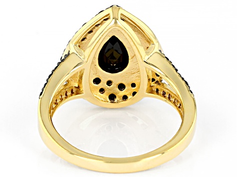 Black Enamel Clover flower 18K Gold Stainless Steel Band Ring for Women Size: 8, Dia..18.3 mm/Circum..57.8 mm.