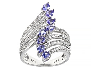 Blue Tanzanite Rhodium Over Sterling Silver Ring 1.77ctw