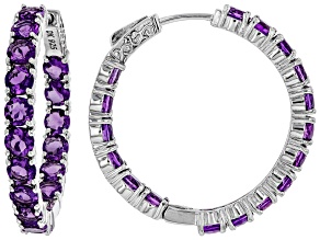 Purple Amethyst Rhodium Over Silver Earrings 7.23ctw
