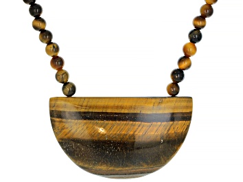 Picture of Brown Tigers Eye Rhodium Over Sterling Silver Necklace